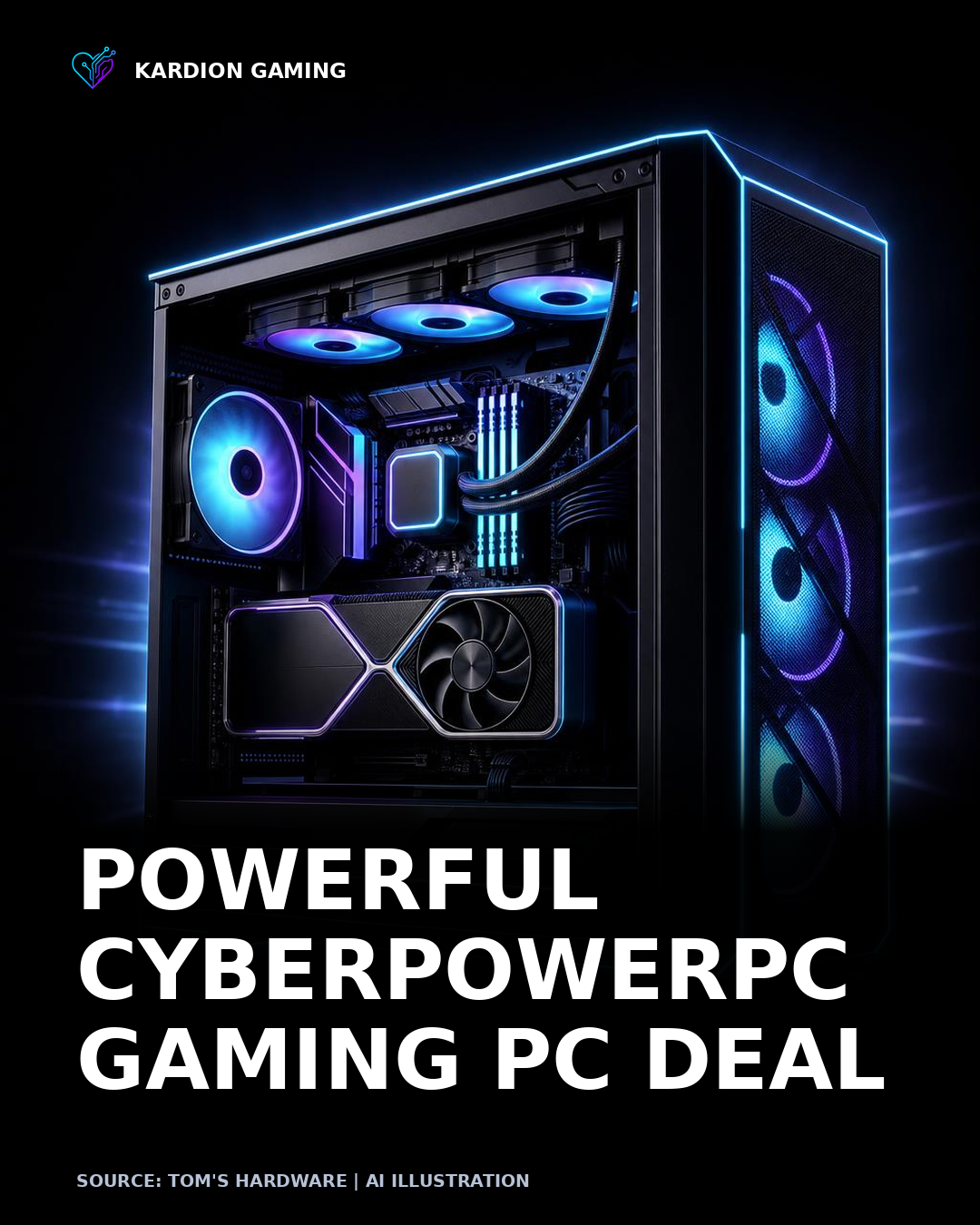 Kardion Gaming AI illustration for: Get the world’s fastest gaming CPU and a DLSS 5-capable GPU in a gaming PC for $2,299 — fully loaded powerhouse sports Ryzen 7 9800X3D, RTX 5080 Founders Edition, 32GB RAM, and 1TB