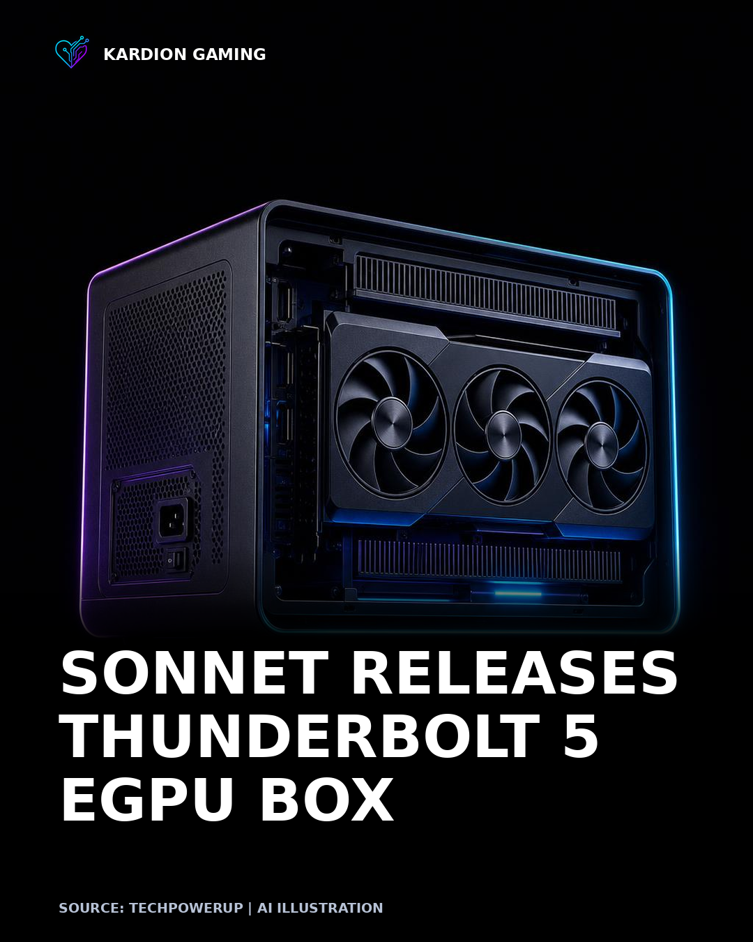 Kardion Gaming AI illustration for: Sonnet Launches Thunderbolt 5 eGPU Box with 850 W PSU and Triple-Slot GPU Support