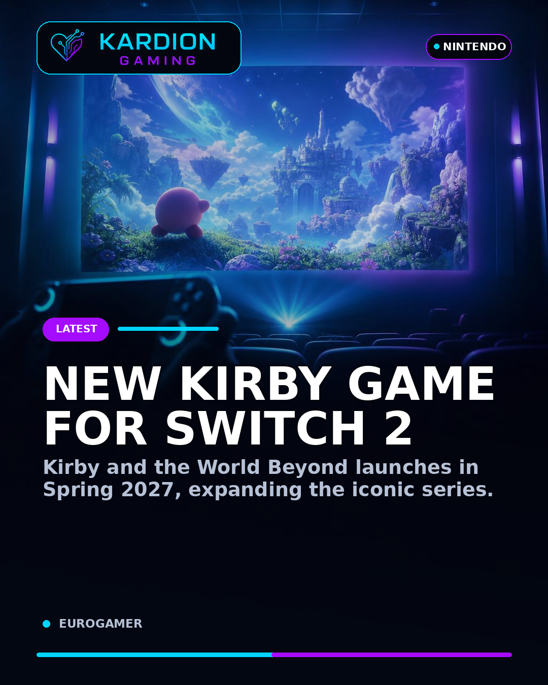 Kardion Gaming AI illustration for: Kirby and the World Beyond coming to Nintendo Switch 2 in Spring 2027