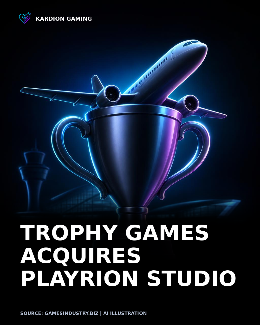 Kardion Gaming AI illustration for: Trophy Games acquires Airport Simulator: First Class developer Playrion from Paradox Interactive