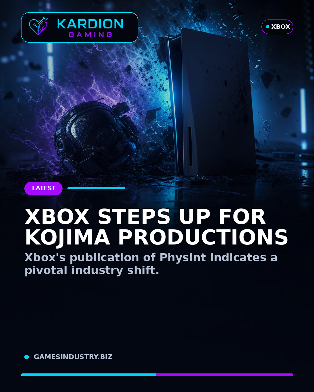 Kardion Gaming AI illustration for: Xbox to publish Kojima Productions' Physint after it "unexpectedly received notice" from PlayStation that it would cancel the project